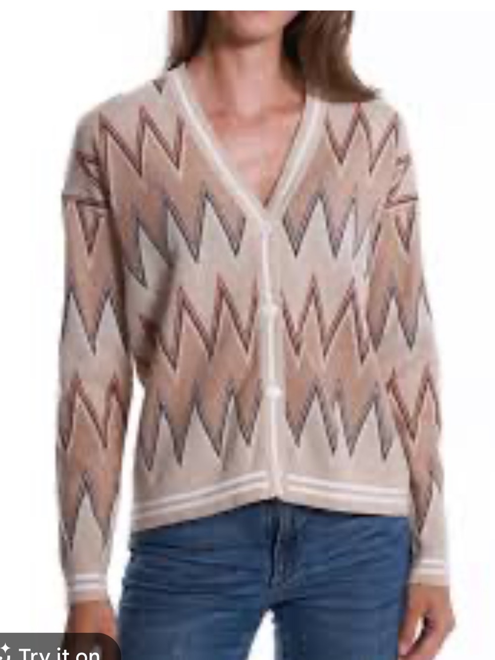 MINNIE ROSE chevron cardigan sweater in multi combo XL